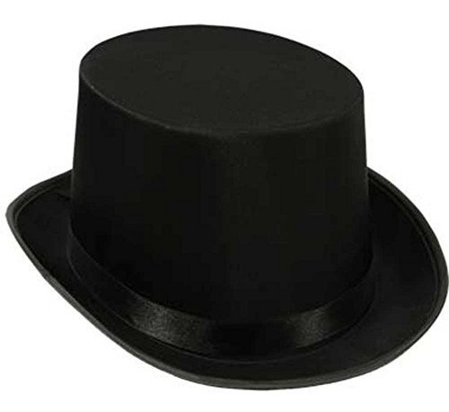 Sombrero De Copa De Satén Negro Mago Estilo Masquerade Acce