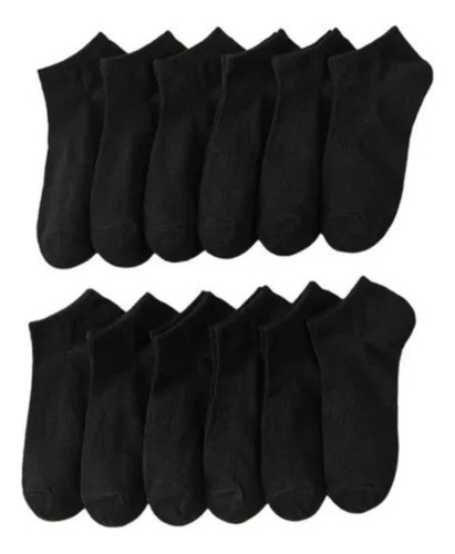 Pack 12 Calcetines Bambú Tobilleras Algodón Sólo Negro