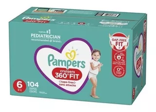 Pampers Cruisers 360 Fit Pañales, Tamaño 6, 104 Ct