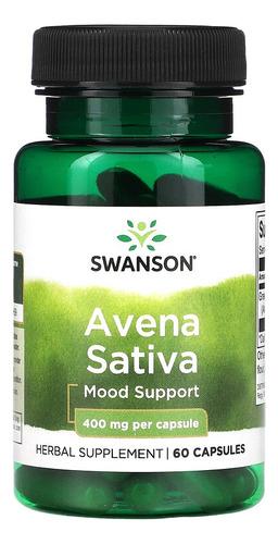 Swanson Avena Sativa 400 Mg 60 Caps Suplemento Herbal Sabor Sin Sabor