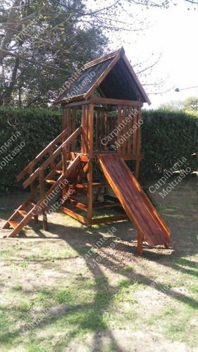 Juego De Madera Con Tobogán Y Trepador