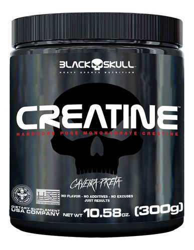 Creatina 100% Pure - 300g - Black Skull - Caveira Preta