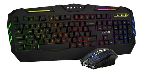 Kit Teclado Mouse Unno Tekno Gaming Brave Usb Optico Español