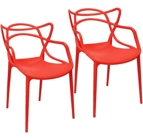 Kit 2 Cadeiras Allegra Design Cozinha Sala Estar Jantar Cor da estrutura da cadeira Vermelho