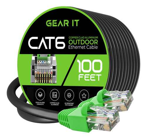 Gearit Cable Ethernet Cat6 Para Exteriores (100 Pies) Revest
