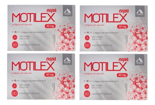 Kit 4 Caixas Motilex Colágeno Tipo Ii 40mg Com 60 Cápsulas