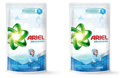 Jabón Líquido Para Ropa Ariel Delicates Pouch 800ml Pack X2