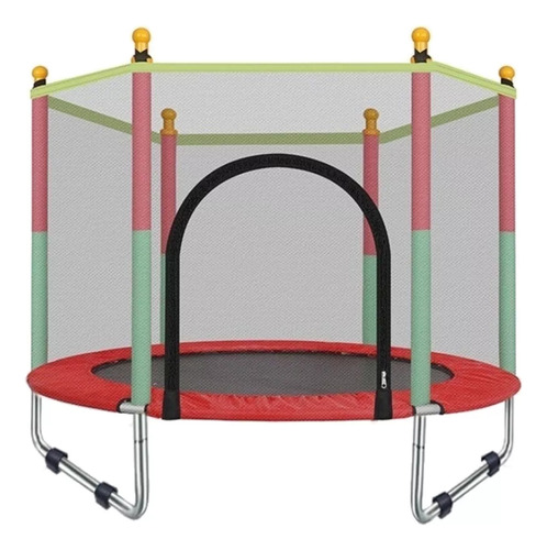 Cama Elástica Trampolín 1,40mt Con Red Protección Y Cobertor Lona De Salto Negro Cobertor De Resortes Rojo