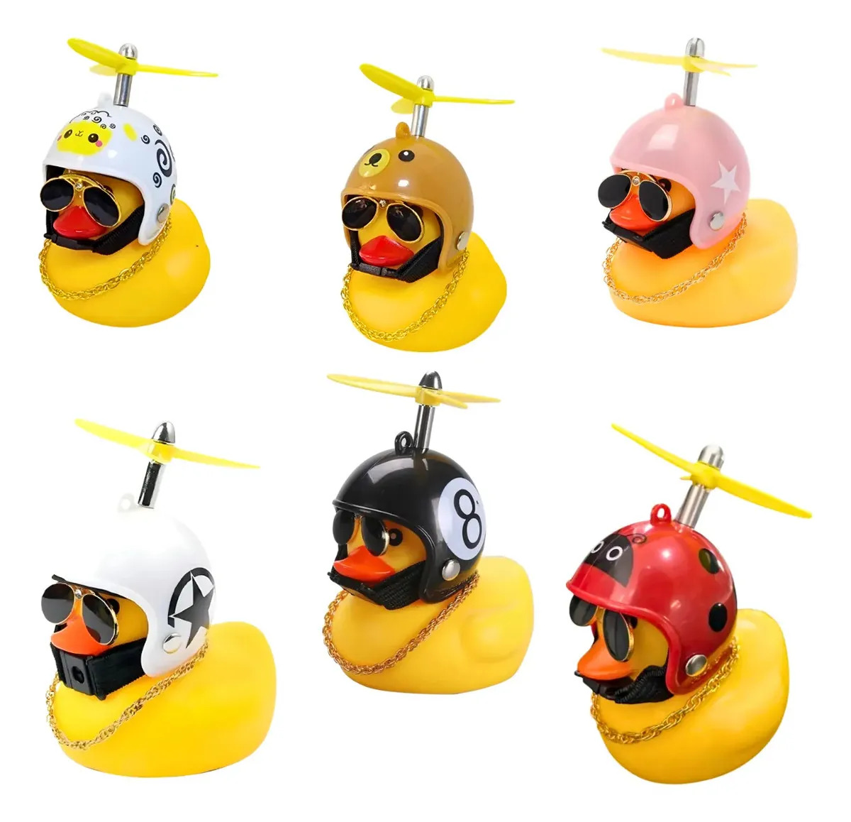 Patinho Buzina Pato Guidão C/ Led Hélice Bicicleta Bike Moto Cor Amarelo Variado