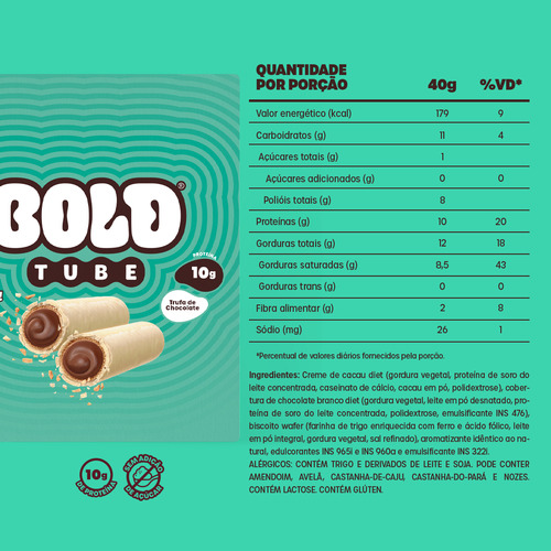 Chocolate Proteíco Bold Tube Trufa De Chocolate - 12 Unid.
