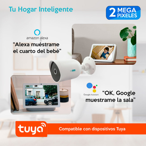 Wi-fi Cámara Exterior 1080p Duosmart E30 Alexa/alexa/tuya Color Blanco