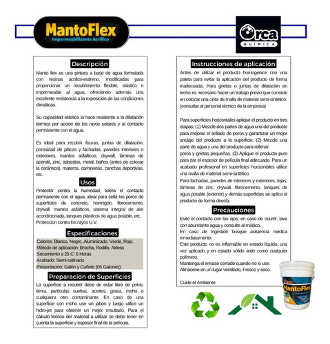 Pintura Impermeabilizante Manto Flex Silver Cuñete Aluminio