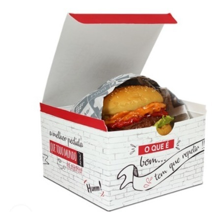 Embalagem Caixa Hamburguer Lanche Viagem Food Truck 100 H6