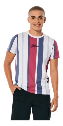 Playera Hollister Original Con Estampa De Rayas Verticales 