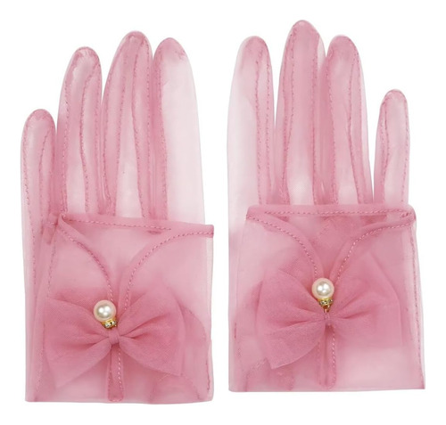 Guantes De Fiesta De Té Con Lazo Para Mujer, Guantes Transpa