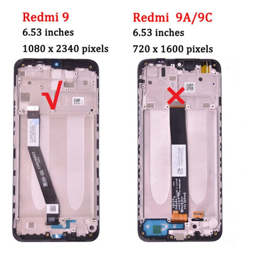 Imagen 2 de 4 de Pantalla Táctil Lcd Con Marco Para Redmi 9 M2004j19g