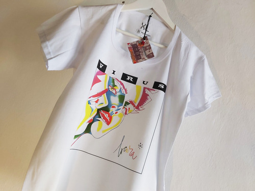Remera Dama Algodón Virus Locura Moura Blanca Rock Nacional