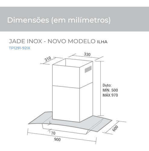 Coifa Ilha Jade 90 Cm Inox Suggar 127V