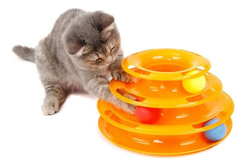 Pet Brinquedo Interativo Para Gato Torre De Trilhos E Bolas