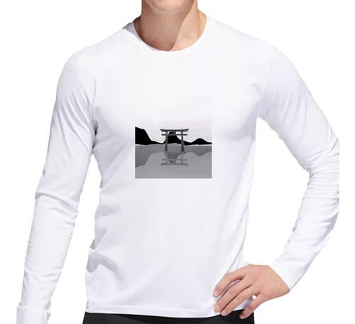 Remera Hombre Ml Japones Puerta Torii Paisaje Minimalista