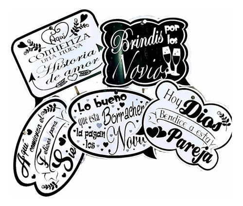 10 Letrero Selfie Carton Photo Boda Props Batucada Partynice
