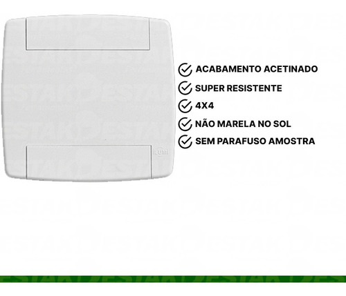 Placa Cega S/ Furo 4x4 Lev Espelho Branca Super Resistente Cor Branco