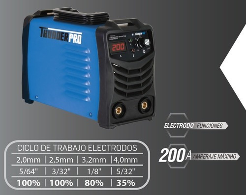 Soldadora Inverter Thunder Mma 200 Amperes Digital
