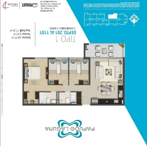 En Venta, Genial Departamento De 3d2b, A Pasos De La Arena