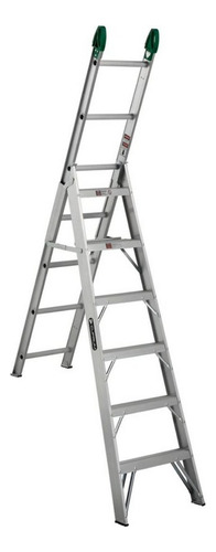 Escalera Convertible Aluminio Cuprum C-2287-13 175 Kg Color Gris