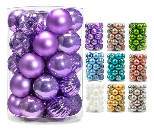 Adornos De Bola De Navidad De 40mm 34pcs. Purpura Claro