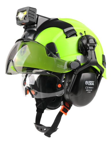 Casco De Seguridad Green Devil Modelo Ansi Z89.1 Recargable Verde