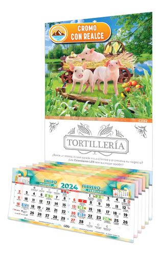 100 Calendario Len D Pared Cartulina Grande + Santoral Anli