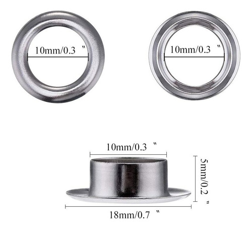 Kit , 50 Ojales P/ Lonas , Pvc. Cuero 10mm C/ Herramienta
