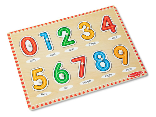 Melissa & Doug Lift & See Números Puzzle De Madera Con Cl...