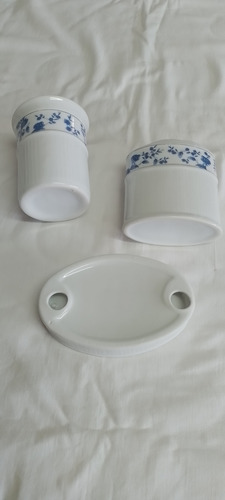 Set De Baño - Vaso + Jabonera + Portacepillos. Blanco (Usado)