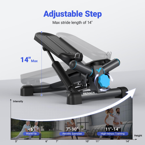 Merach Mini Escaladora Ejercicio Casa Con Bandas Elasticas Negra