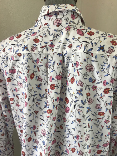 Blusa Floreada De Botones Lands End Talla L