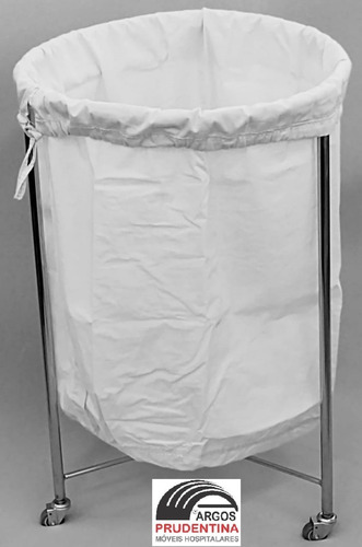 Suporte Hamper Inox P/ Roupa Hospitalar Rodízio Metálico