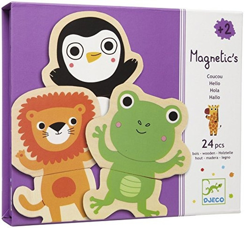 Djeco / Imán De Madera Juego Set, Hola Animales