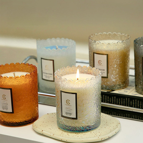 Juniper Lavender - Scented Candle In Decorative Glass Cup