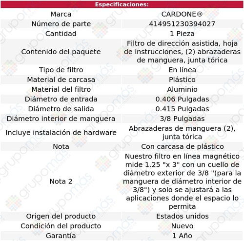 1 Filtro Dirección Hidráulica E500 02 Al 13