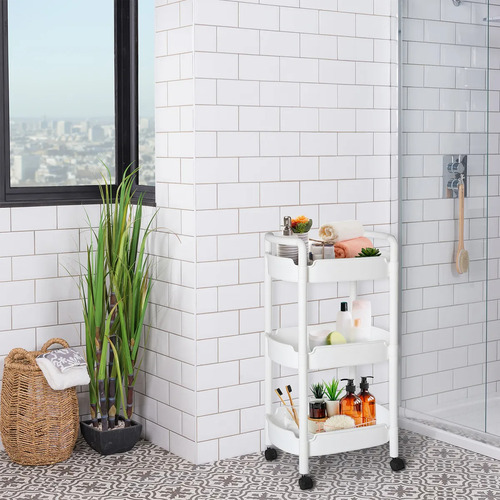 Carrito Organizador 360 Multiusos 3 Niveles Plastico Blanco