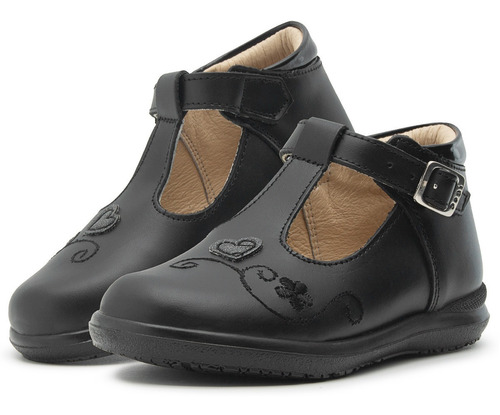 Zapato Niña Bota Casual Color Negro Dogi Hebilla 15-17.5