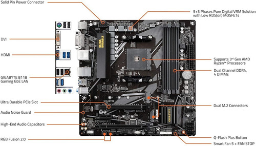 Motherboard Gigabyte B550m Ds3h Ac Amd Am4 Ddr4