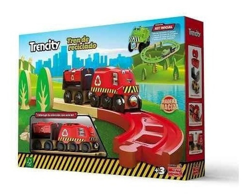 Trencity Tren Reciclado Kit Inicial Madera 15 Piezas 