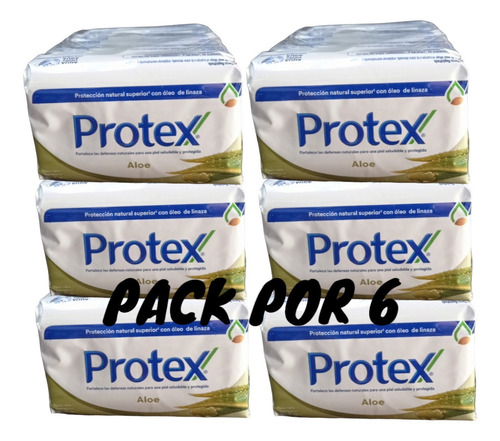 Pack X 6 Jabón Protex Barra Antibacterial Aloe Vera / 125gr