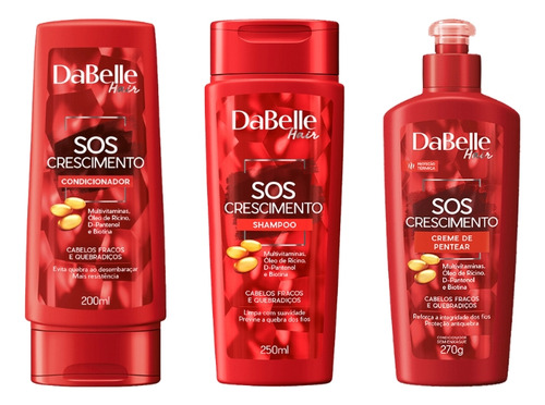 Kit Dabelle Sos Crescimento Shampoo+cond+creme Pentear