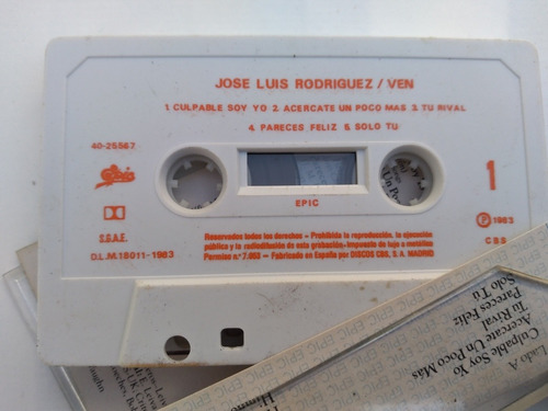 Cassette De Jose Luis Rodriguez Ven(#608 (Usado)