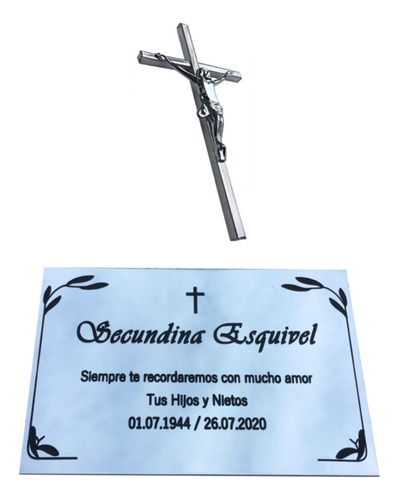 Placa Recordatoria Para Cementerio Más Cruz Incluida. 