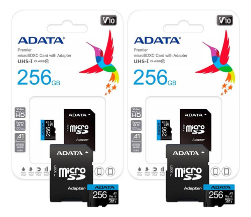 Kit 2 Memoria Micro Sd 256gb Mayoreo Empaque  Adata 